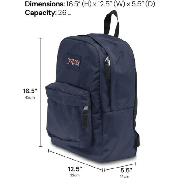 JanSport SuperBreak Backpack Black Lightweight Durable School Travel Bookbag - Picture 2 of 7